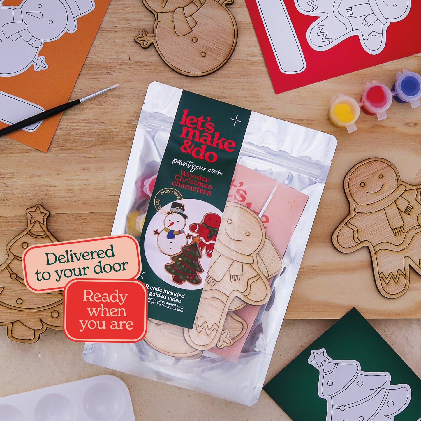 Paint Your Own Wooden Christmas Characters Kit
