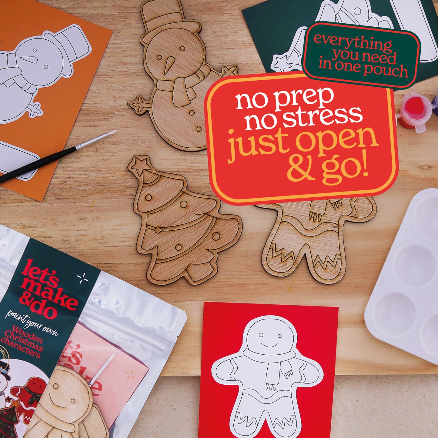 Paint Your Own Wooden Christmas Characters Kit