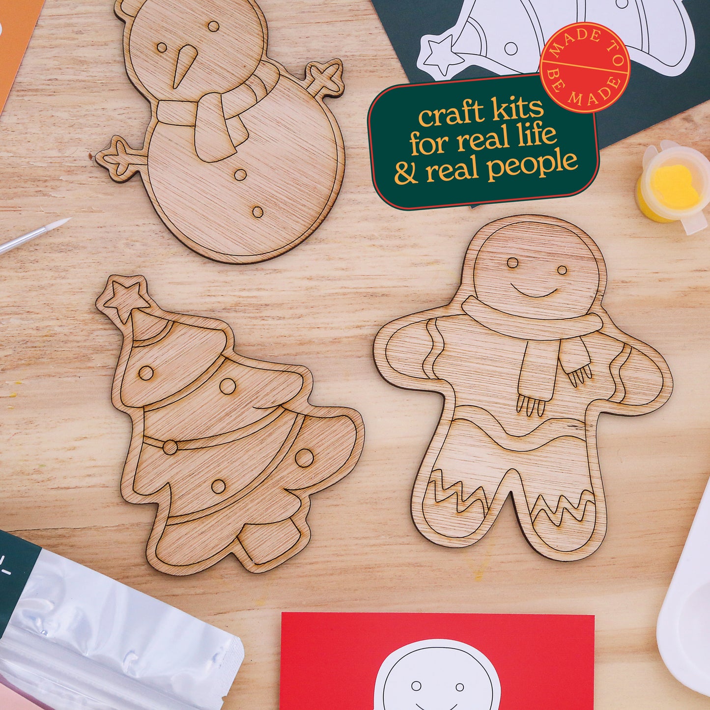 Paint Your Own Wooden Christmas Characters Kit
