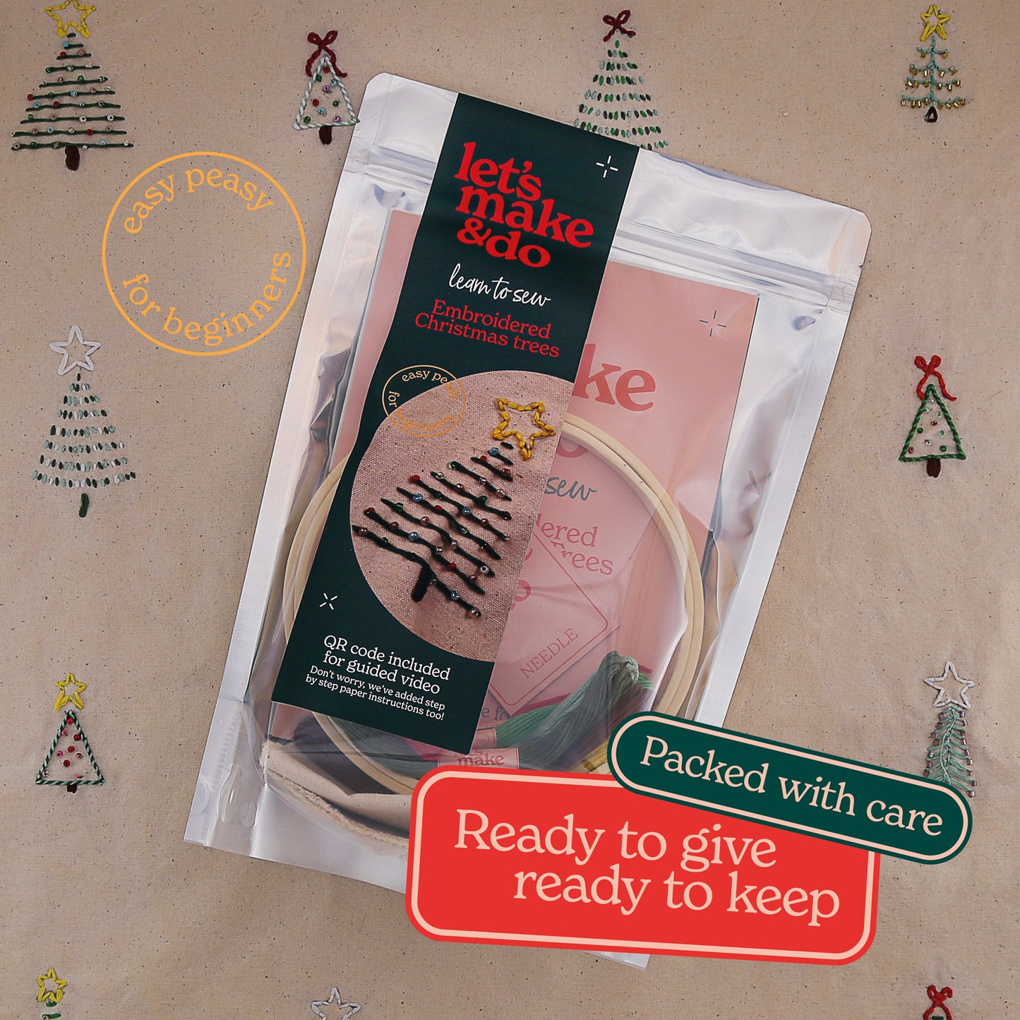 Learn To Sew Your Own Embroidered Christmas Trees Kit