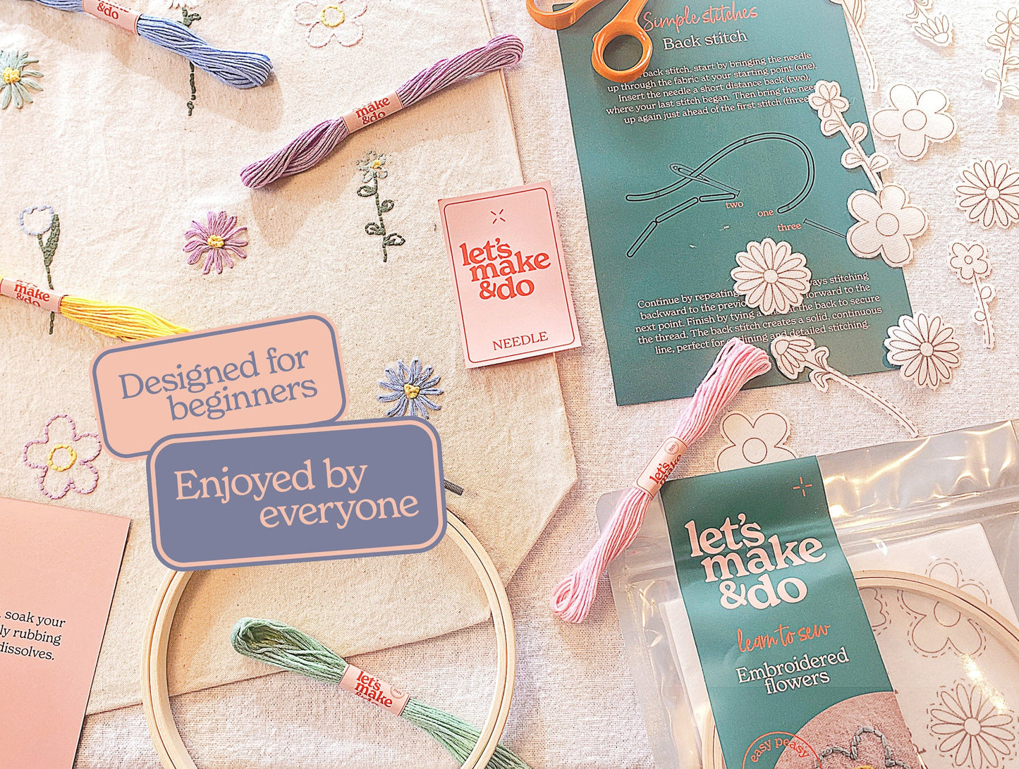 Let's Make & Do Learn To Sew Your Own Embroidered Flowers Kit
