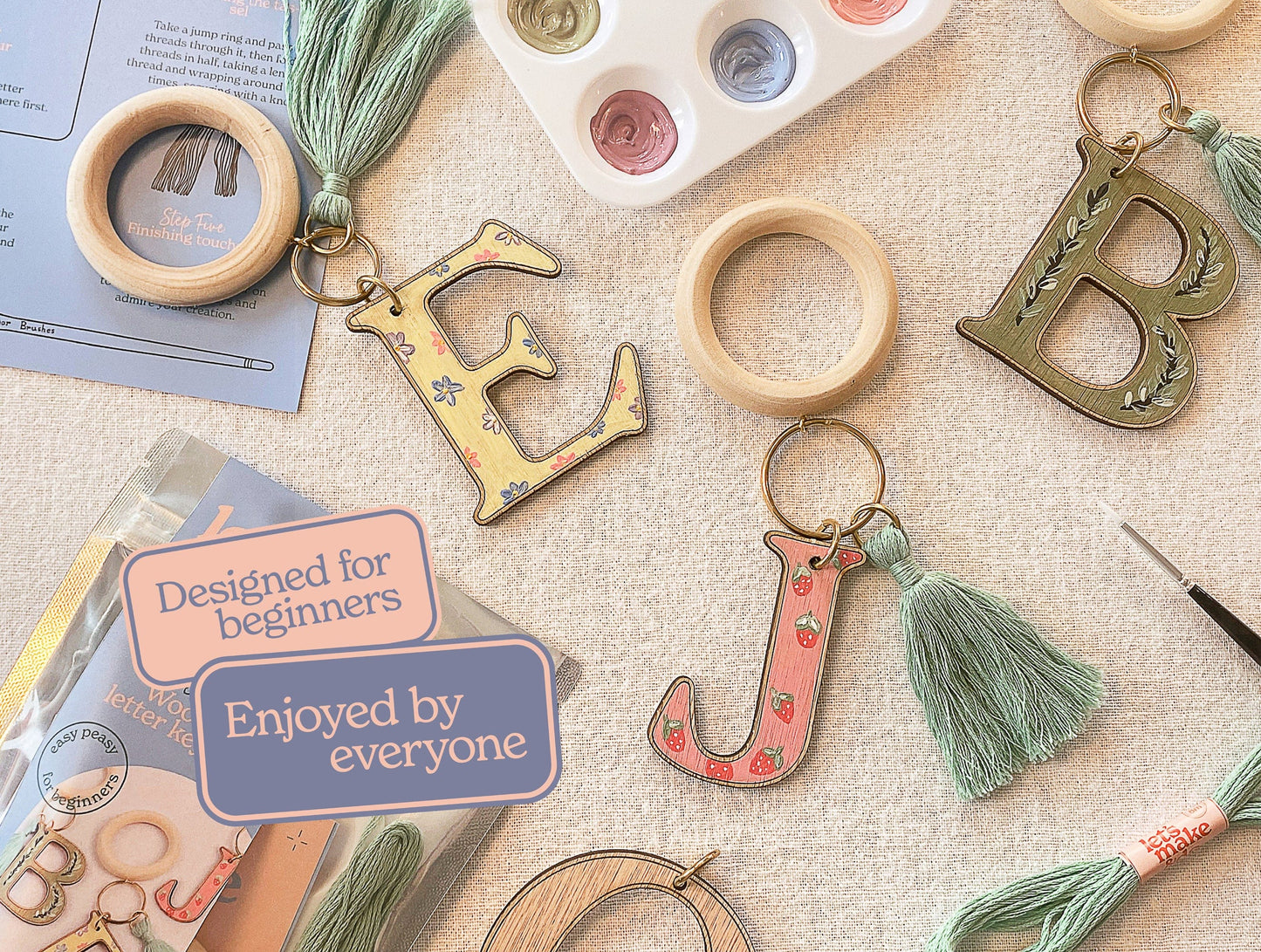 Let's Make & Do Paint Your Own Initial Keyring Kit