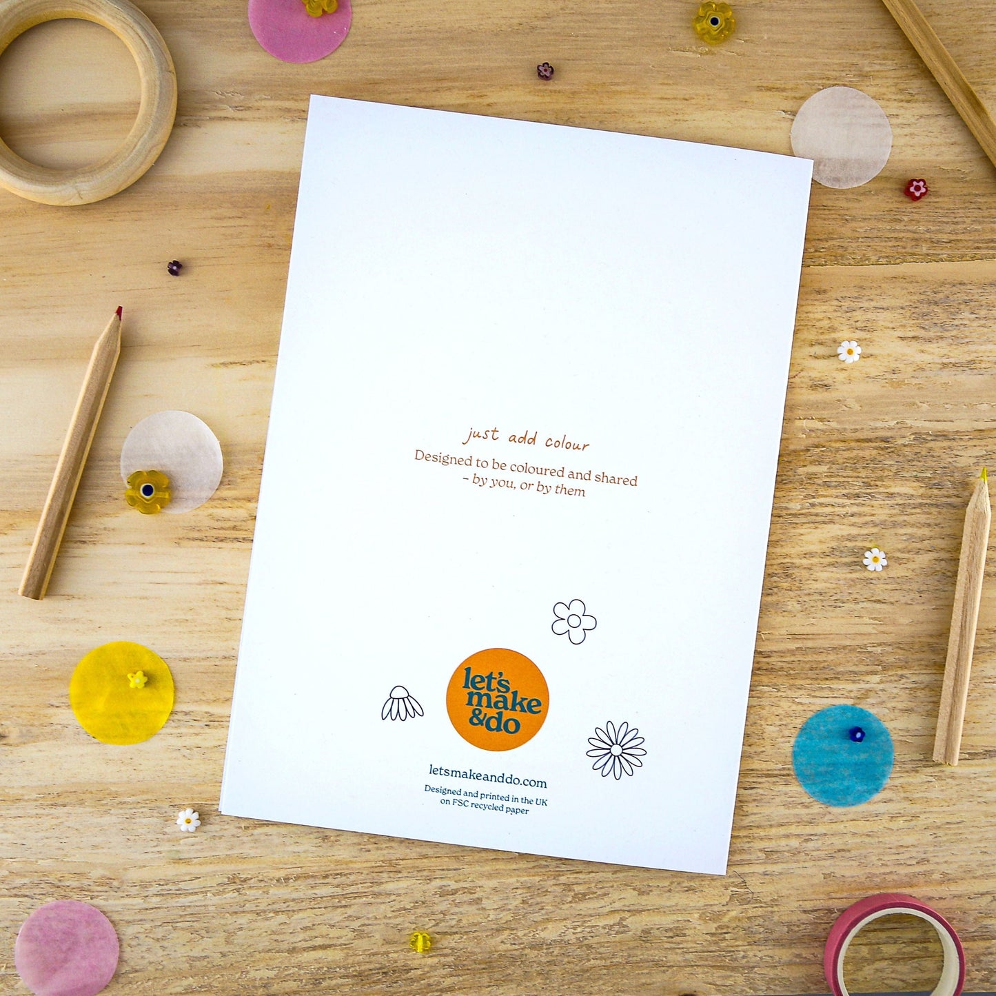Let's Make & Do Thank You for Helping Me Grow – Just Add Colour Card