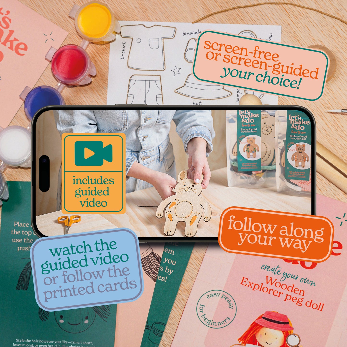 Create Your Own Explorer Wooden Peg Doll Kit