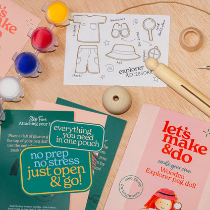 Create Your Own Explorer Wooden Peg Doll Kit