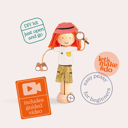 Create Your Own Explorer Wooden Peg Doll Kit