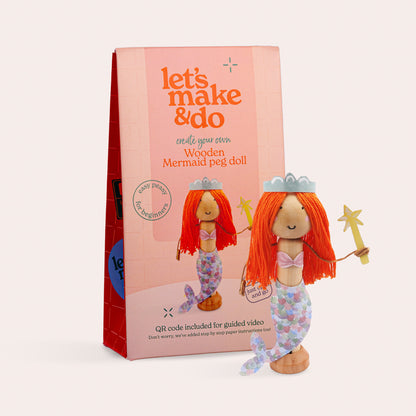 Create Your Own Mermaid Wooden Peg Doll Kit