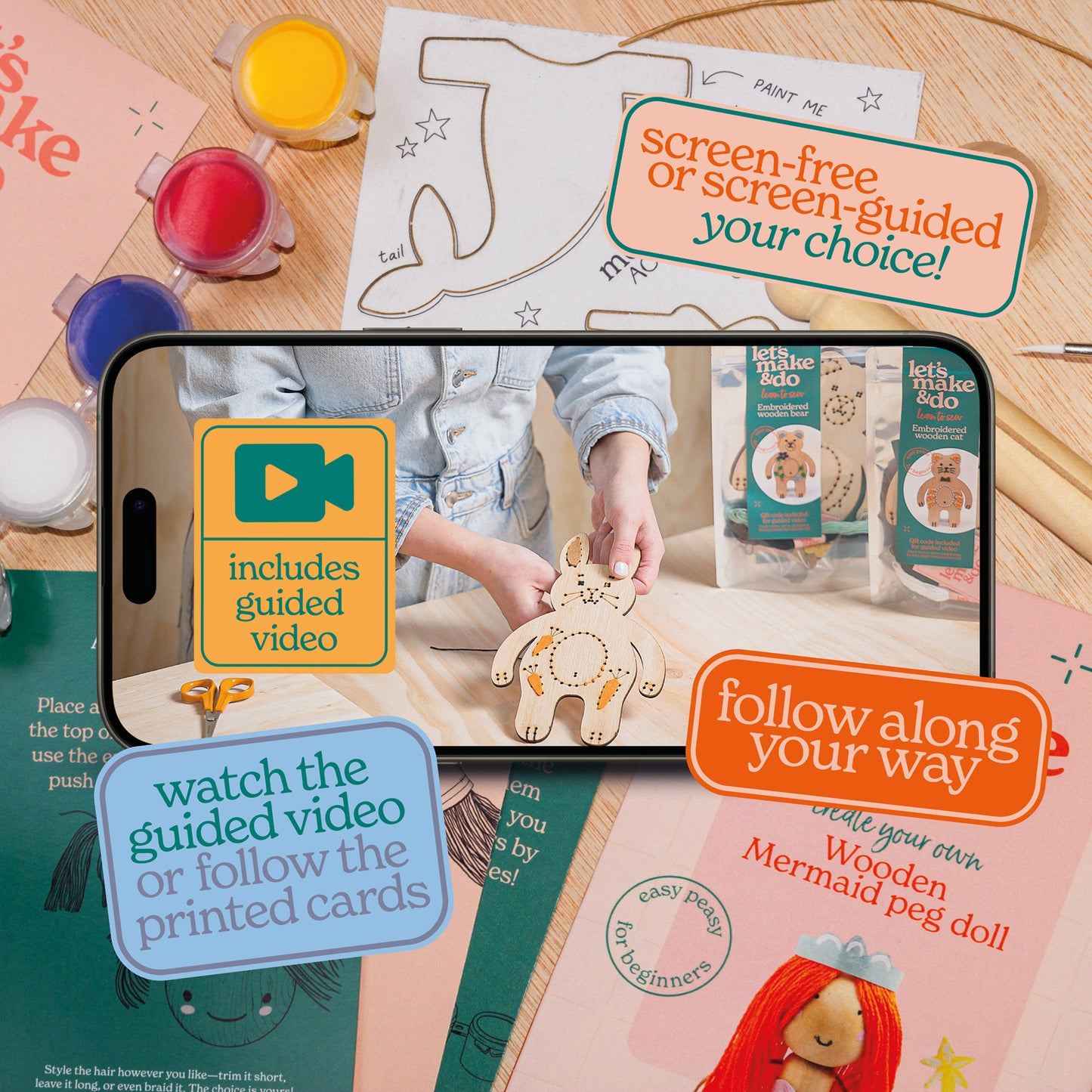 Create Your Own Mermaid Wooden Peg Doll Kit