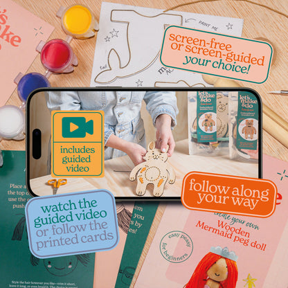 Create Your Own Mermaid Wooden Peg Doll Kit