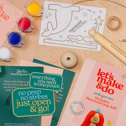 Create Your Own Mermaid Wooden Peg Doll Kit