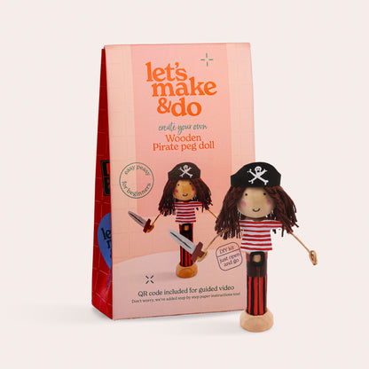 Create Your Own Pirate Wooden Peg Doll Kit