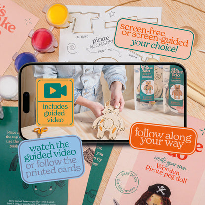 Create Your Own Pirate Wooden Peg Doll Kit