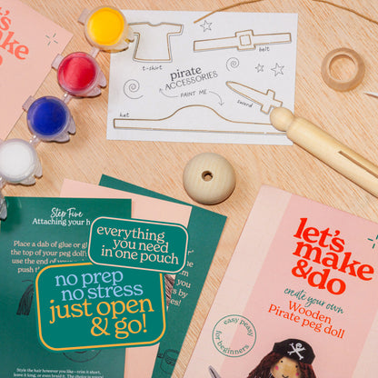Create Your Own Pirate Wooden Peg Doll Kit