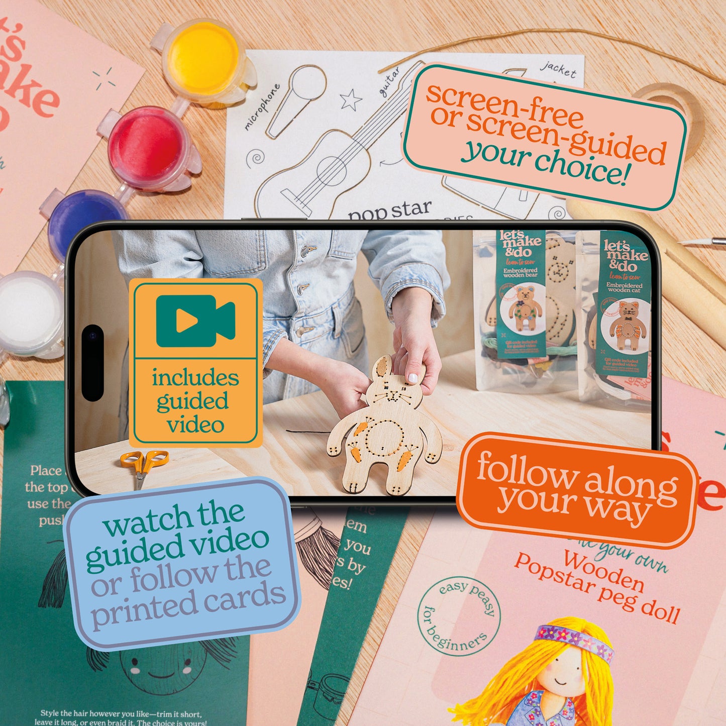 Create Your Own Popstar Wooden Peg Doll Kit