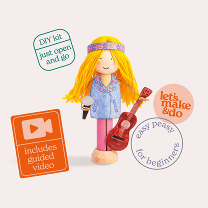 Create Your Own Popstar Wooden Peg Doll Kit