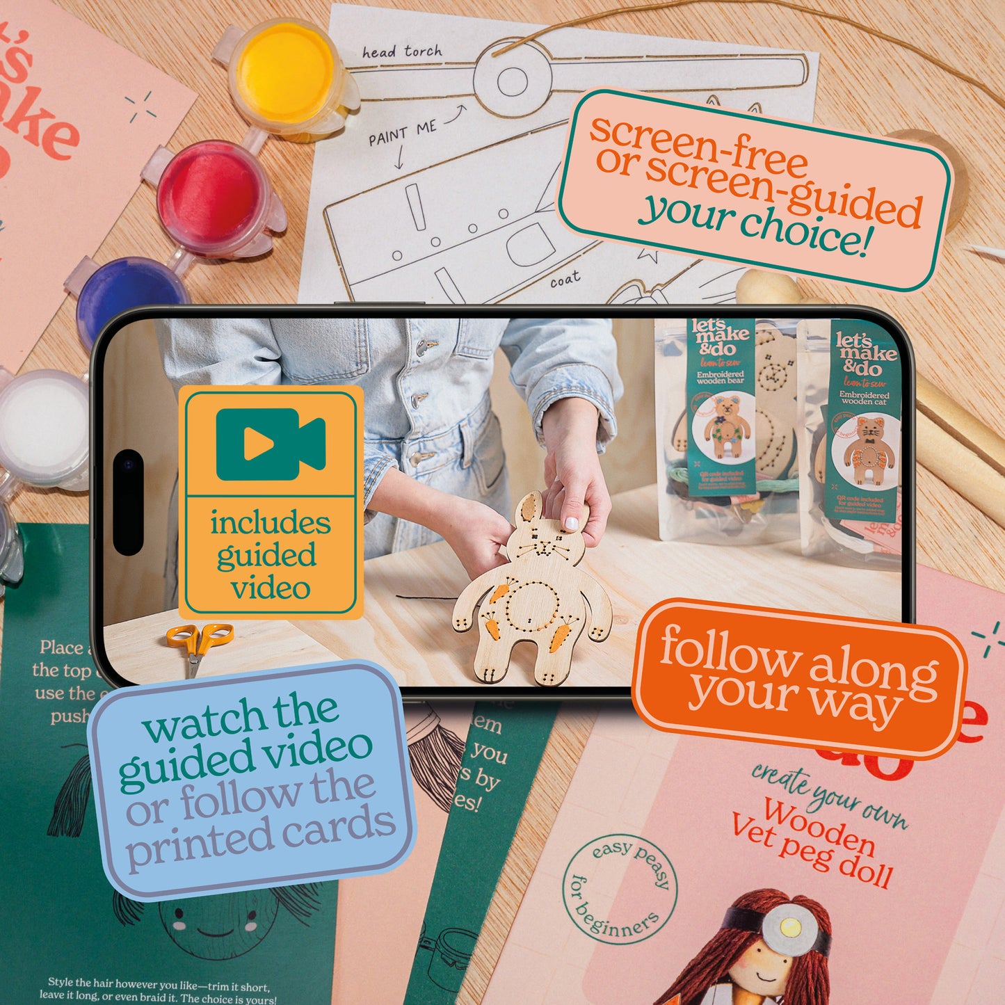 Create Your Own Vet Wooden Peg Doll Kit
