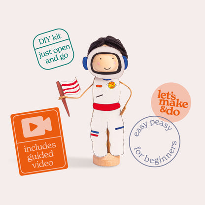 Create Your Own Astronaut Wooden Peg Doll Kit