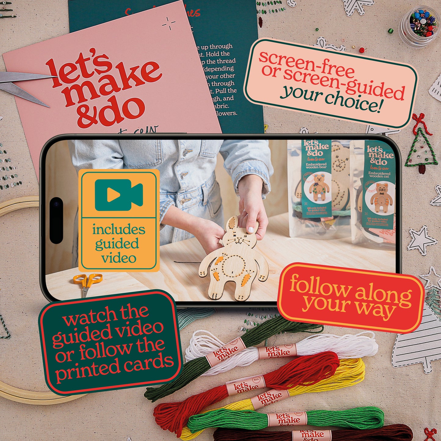 Learn To Sew Your Own Embroidered Christmas Trees Kit