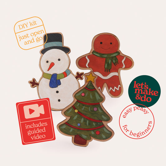 Paint Your Own Wooden Christmas Characters Kit