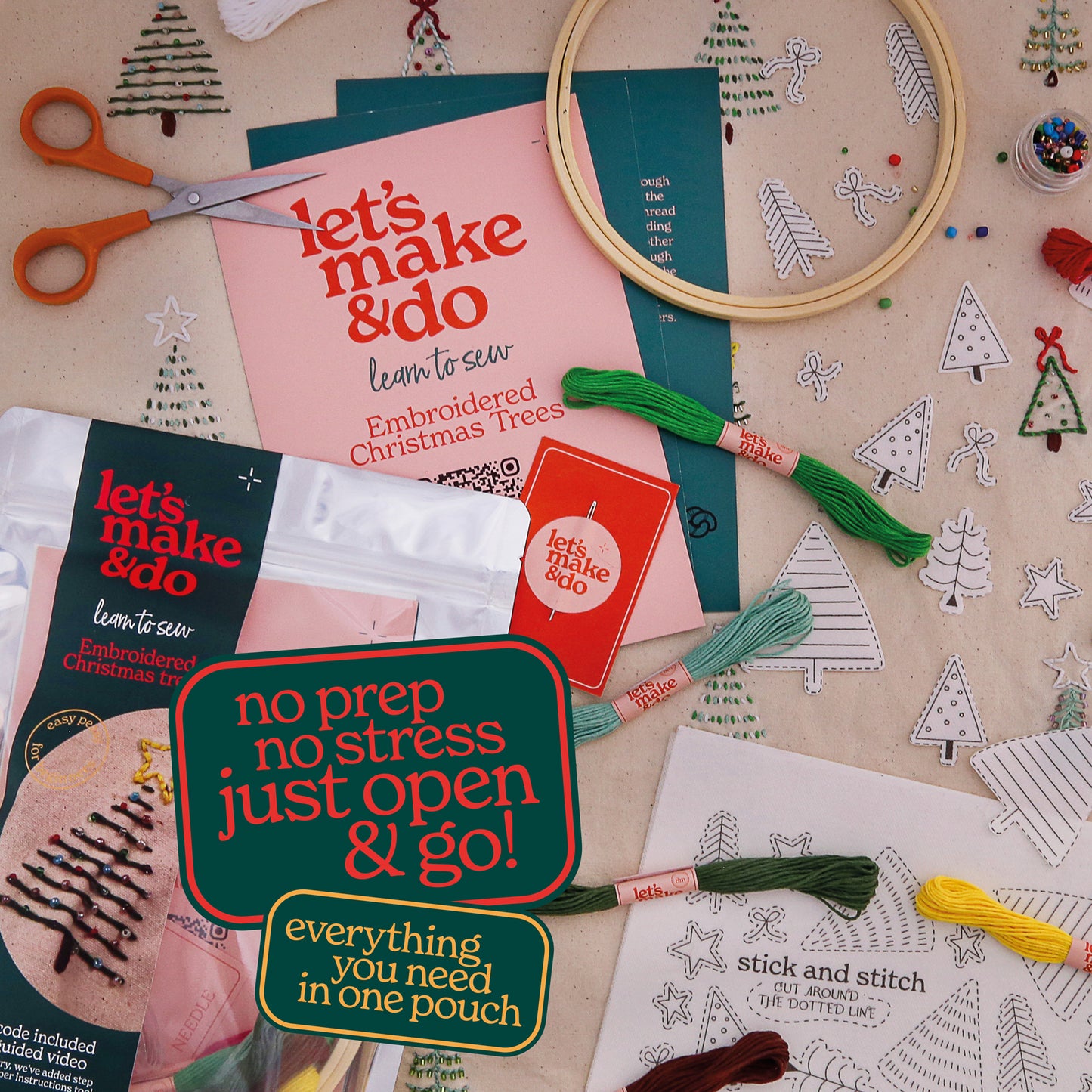 Learn To Sew Your Own Embroidered Christmas Trees Kit