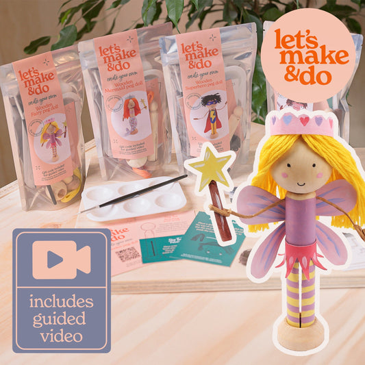 Let's Make & Do  Create Your Own Fairy Wooden Peg Doll Kit
