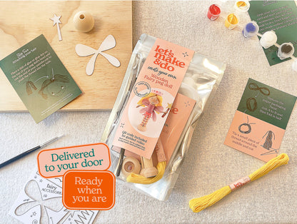 Let's Make & Do  Create Your Own Fairy Wooden Peg Doll Kit