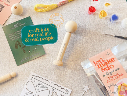 Let's Make & Do  Create Your Own Fairy Wooden Peg Doll Kit