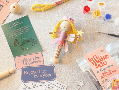 Let's Make & Do  Create Your Own Fairy Wooden Peg Doll Kit