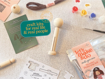 Let's Make & Do Create Your Own Pirate Wooden Peg Doll Kit