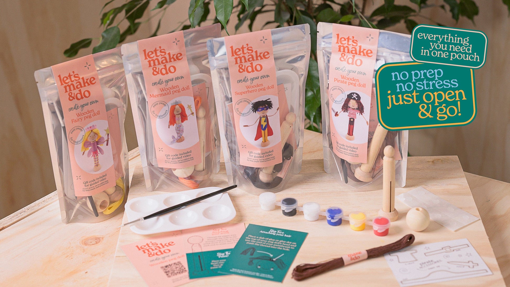 Let's Make & Do Create Your Own Pirate Wooden Peg Doll Kit