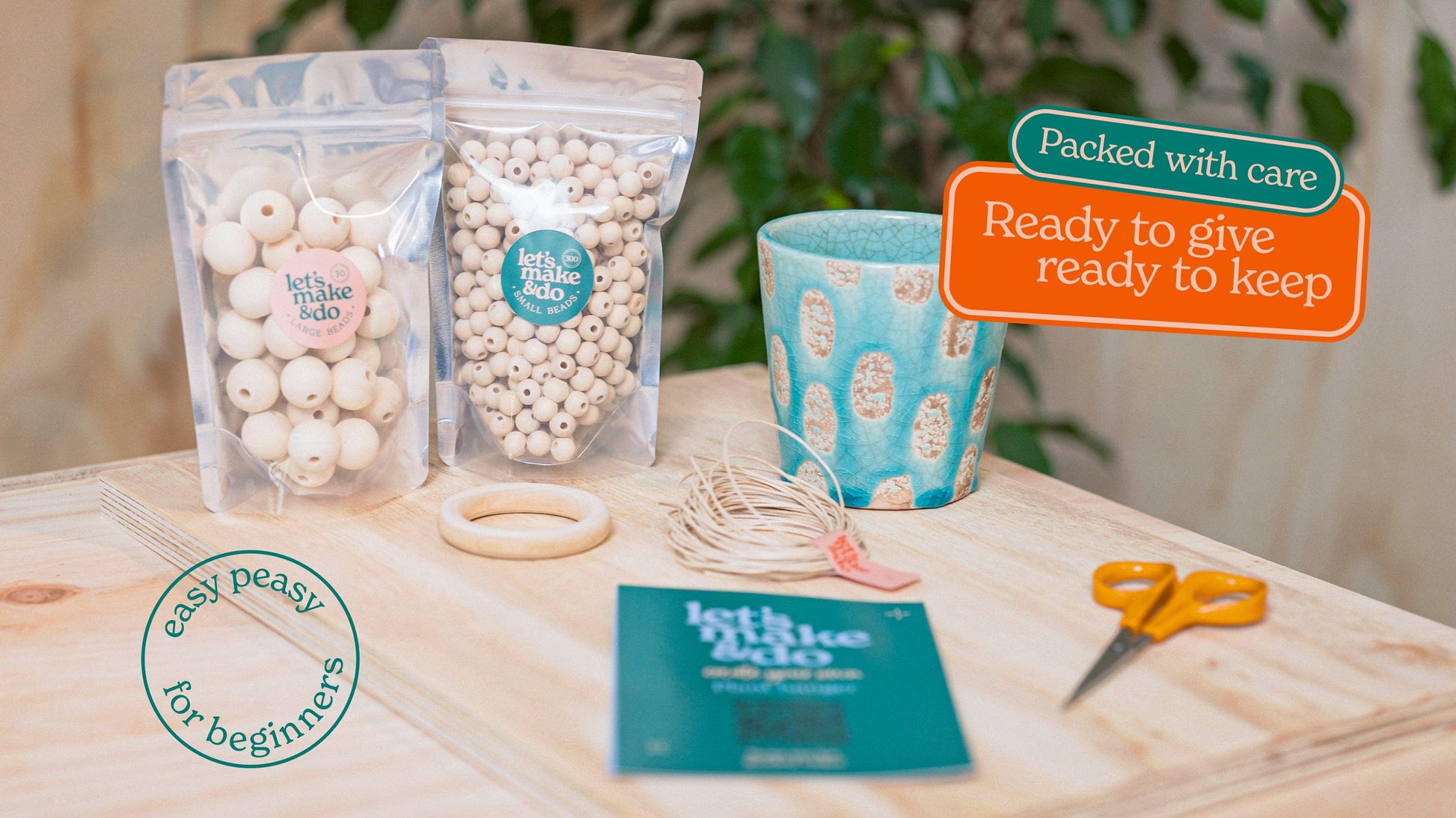 Let's Make & Do  Create Your Own Wooden Beaded Plant Hanger Kit