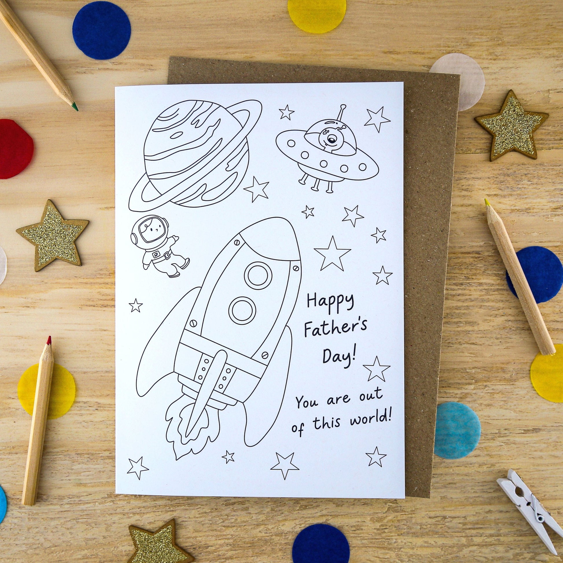 Let's Make & Do Happy Father’s Day — Out of This World Colour Your Own Card