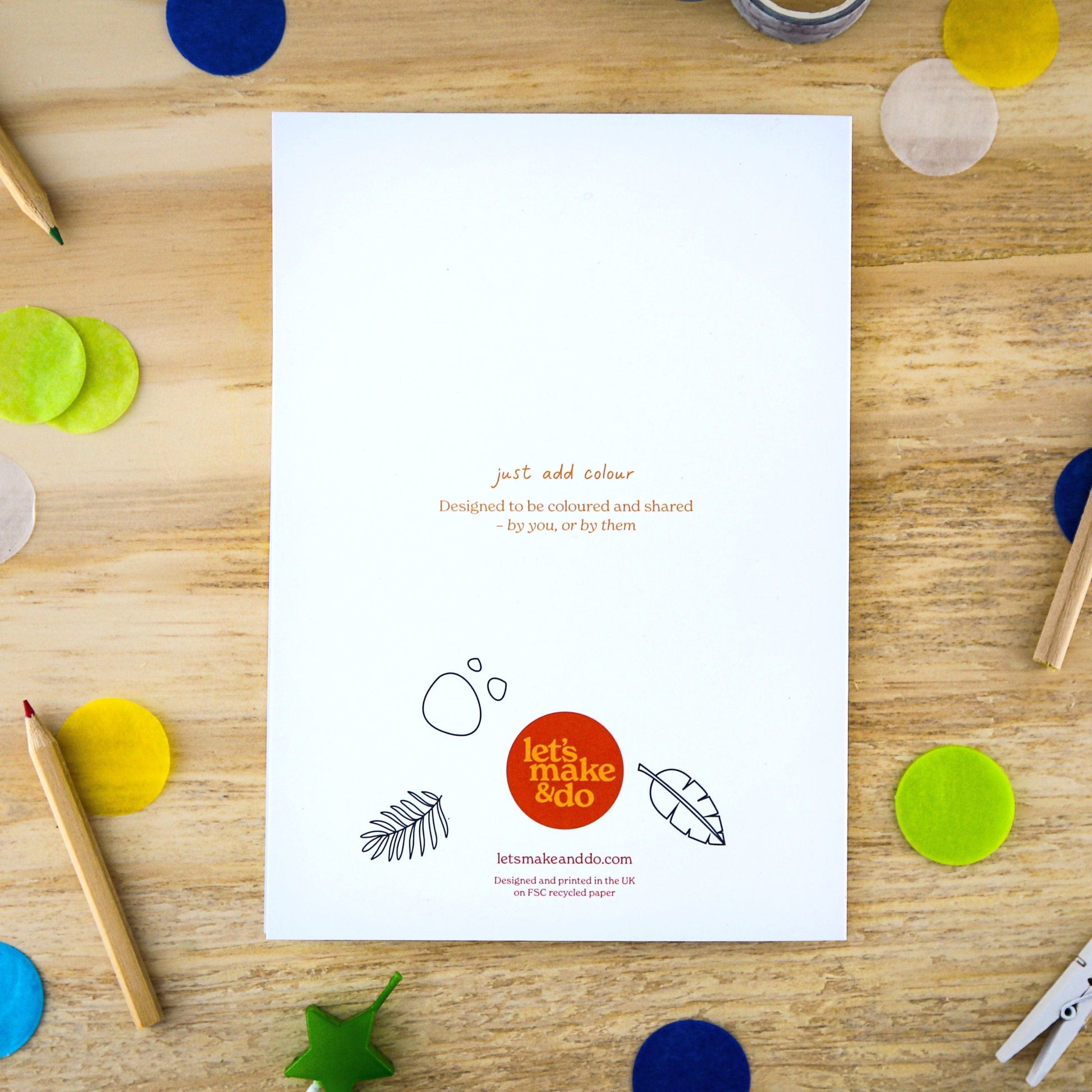 Let's Make & Do Just Add Colour Dinosaur Card — Have a Roarsome Day
