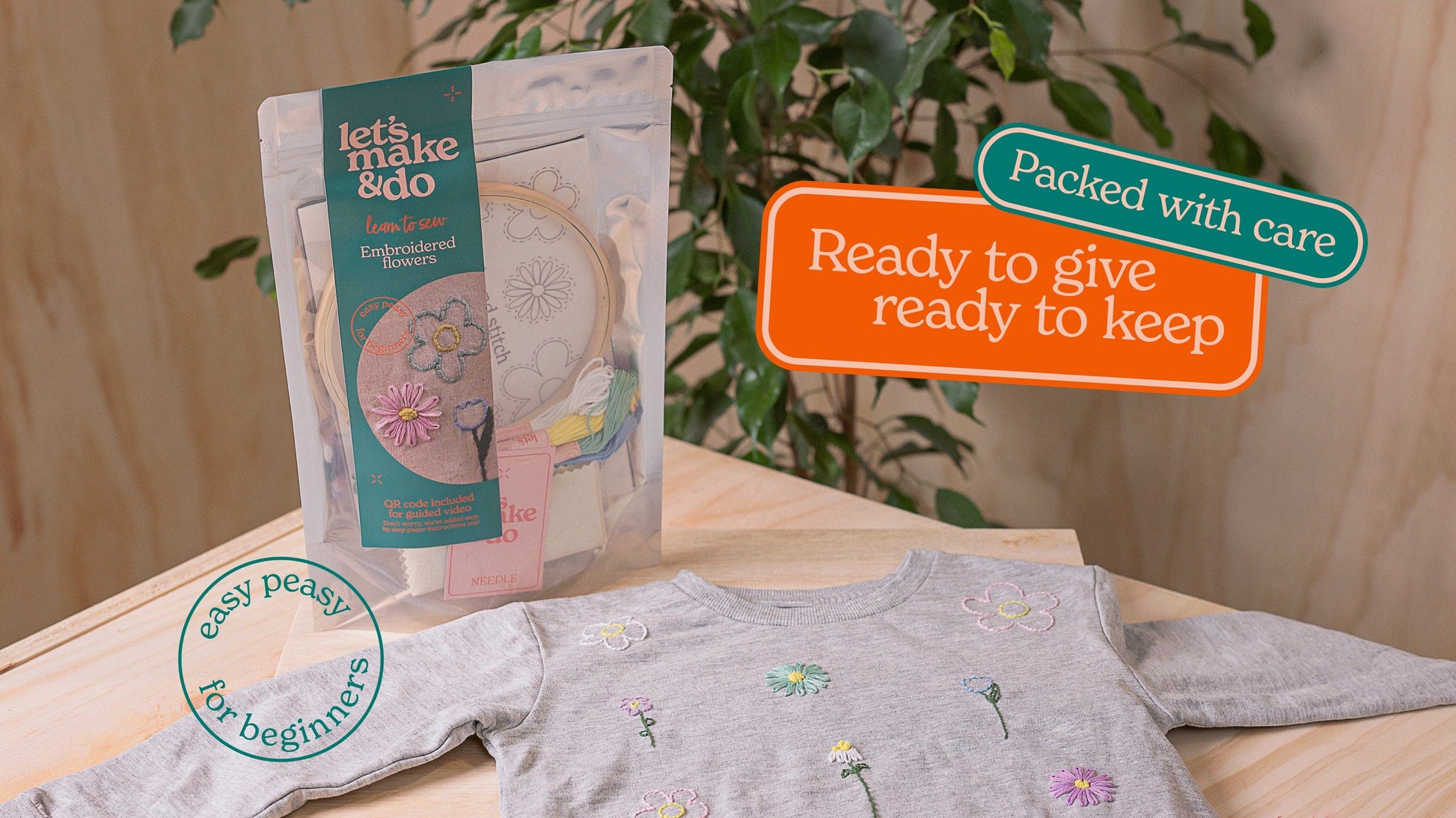 Let's Make & Do  Learn To Sew Your Own Embroidered Flowers Kit
