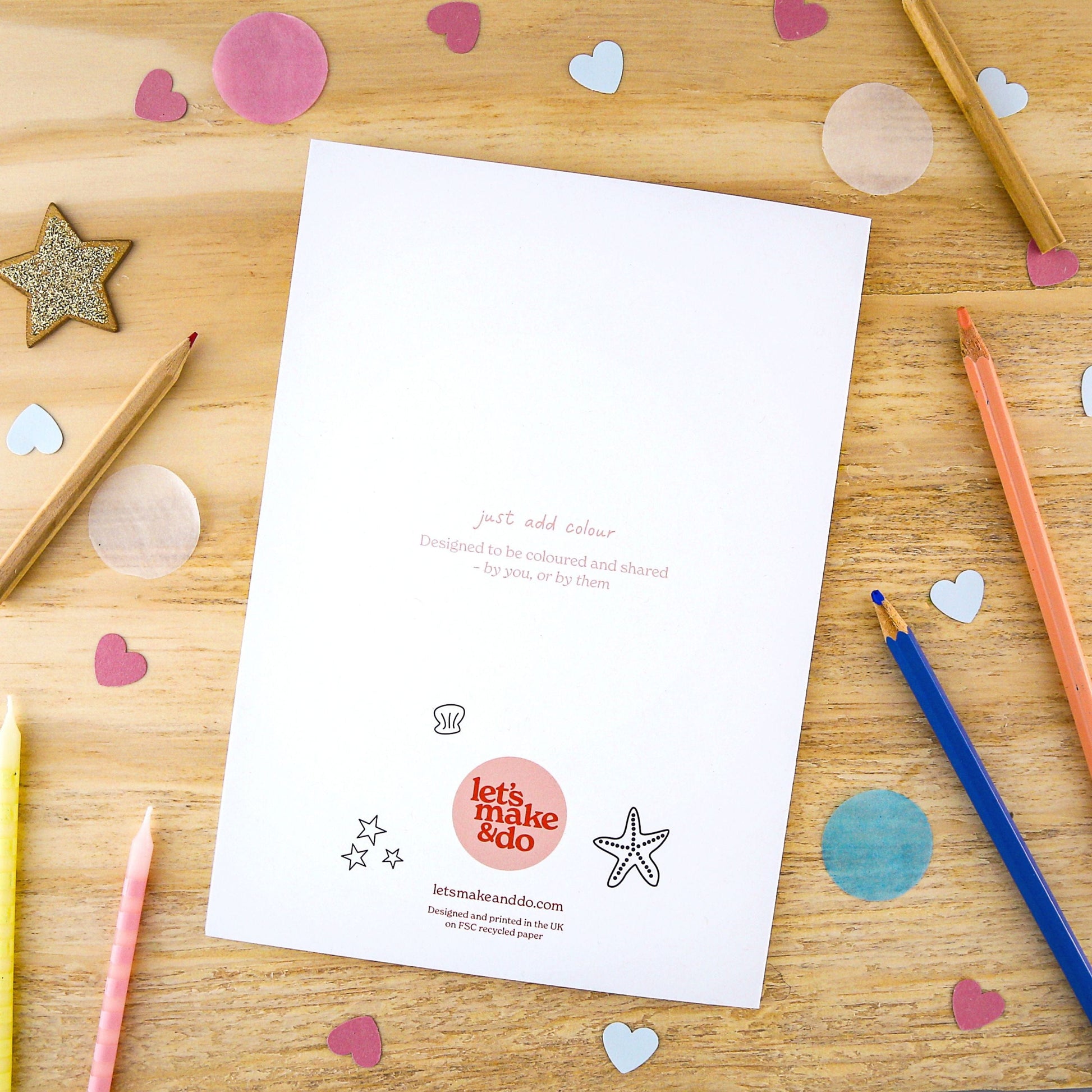 Let's Make & Do  Mer-mazing Colour-In Card – Just Add Colour