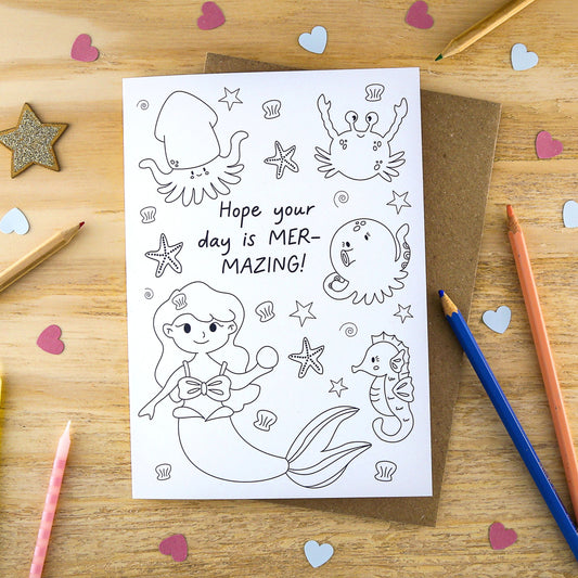 Let's Make & Do  Mer-mazing Colour-In Card – Just Add Colour