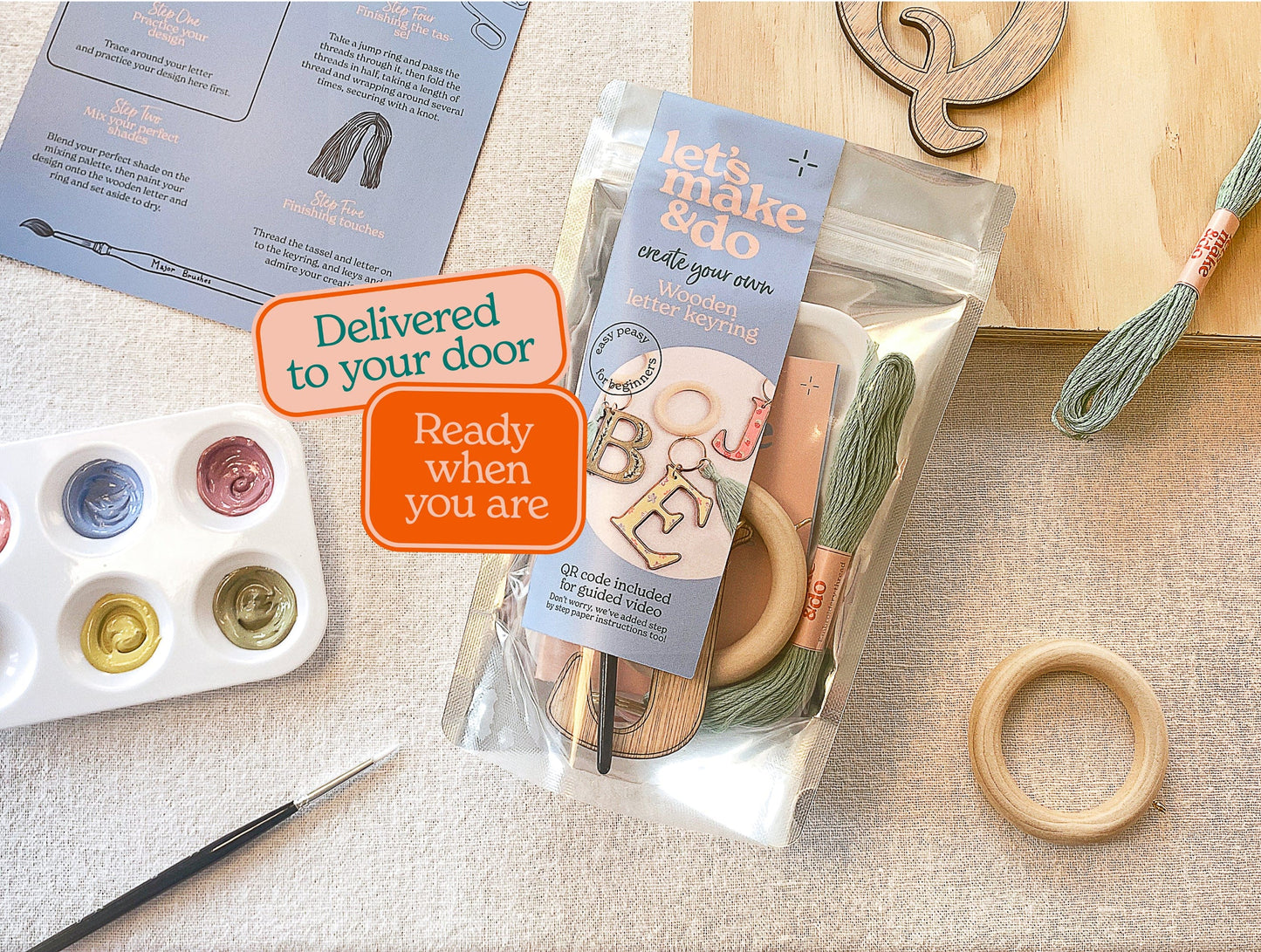 Let's Make & Do Paint Your Own Initial Keyring Kit