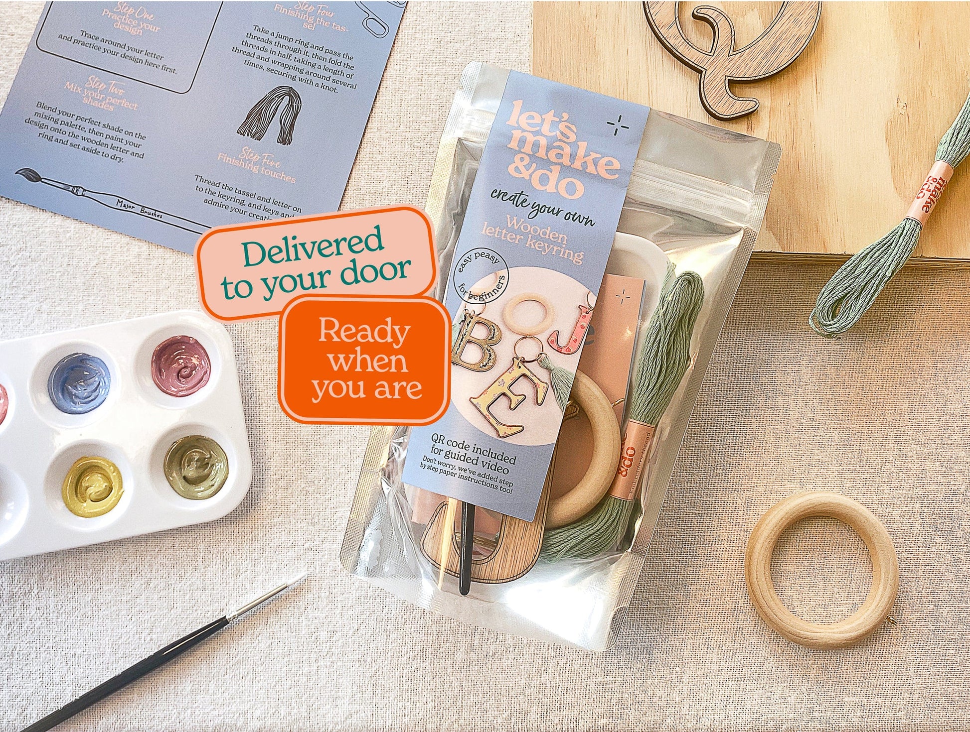 Let's Make & Do Paint Your Own Initial Keyring Kit