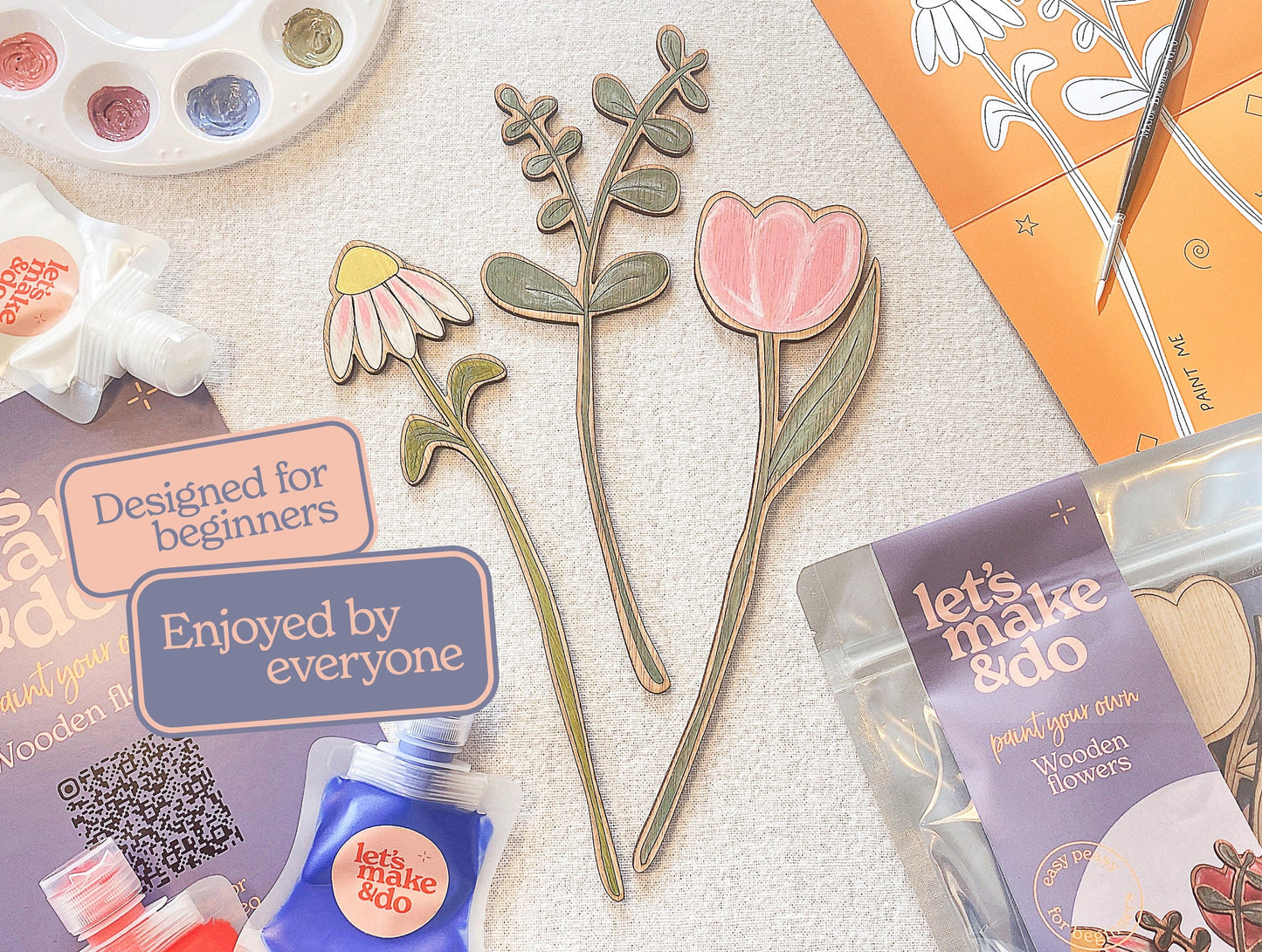 Let's Make & Do Paint Your Own Wooden Flowers Kit