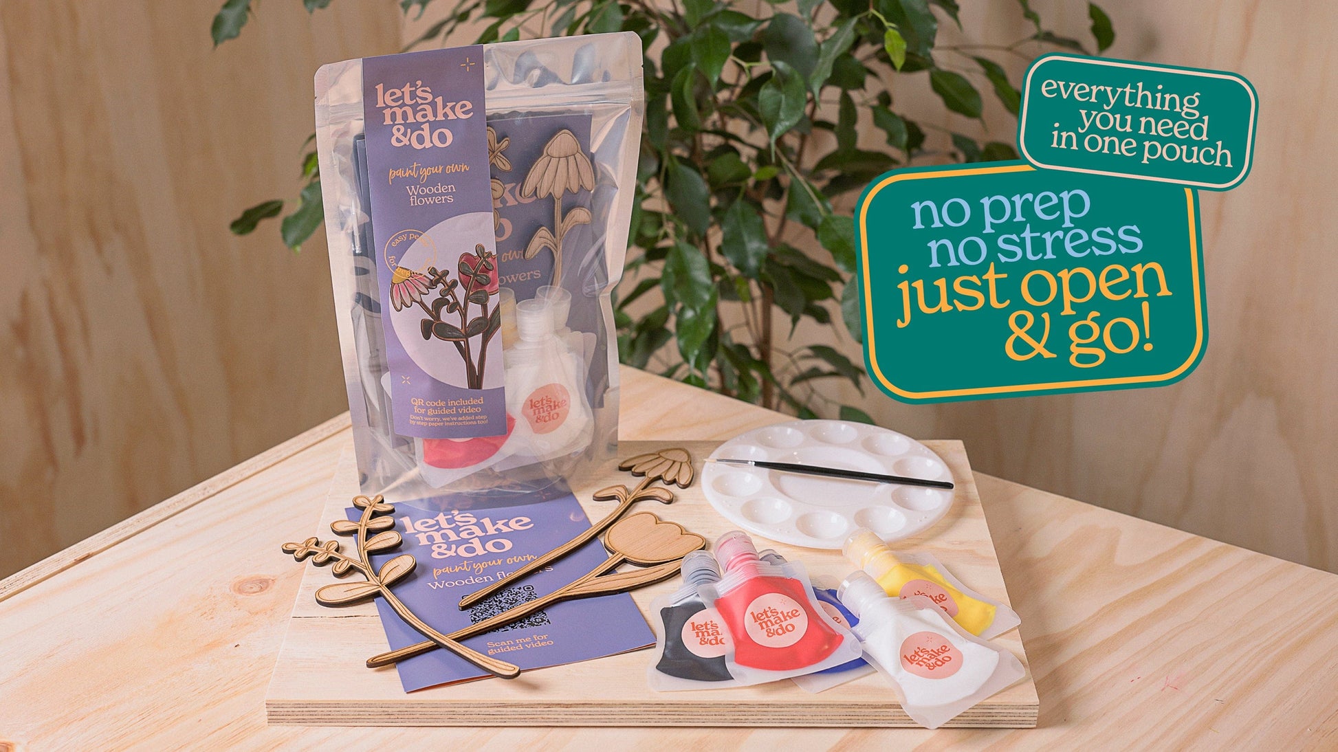 Let's Make & Do Paint Your Own Wooden Flowers Kit