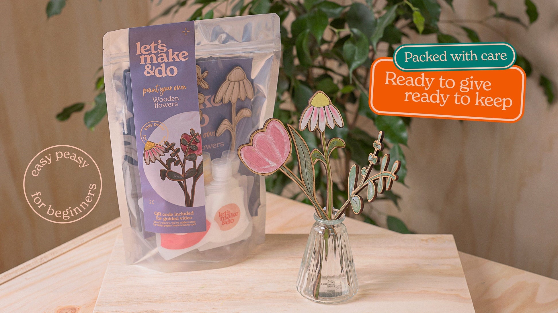 Let's Make & Do Paint Your Own Wooden Flowers Kit