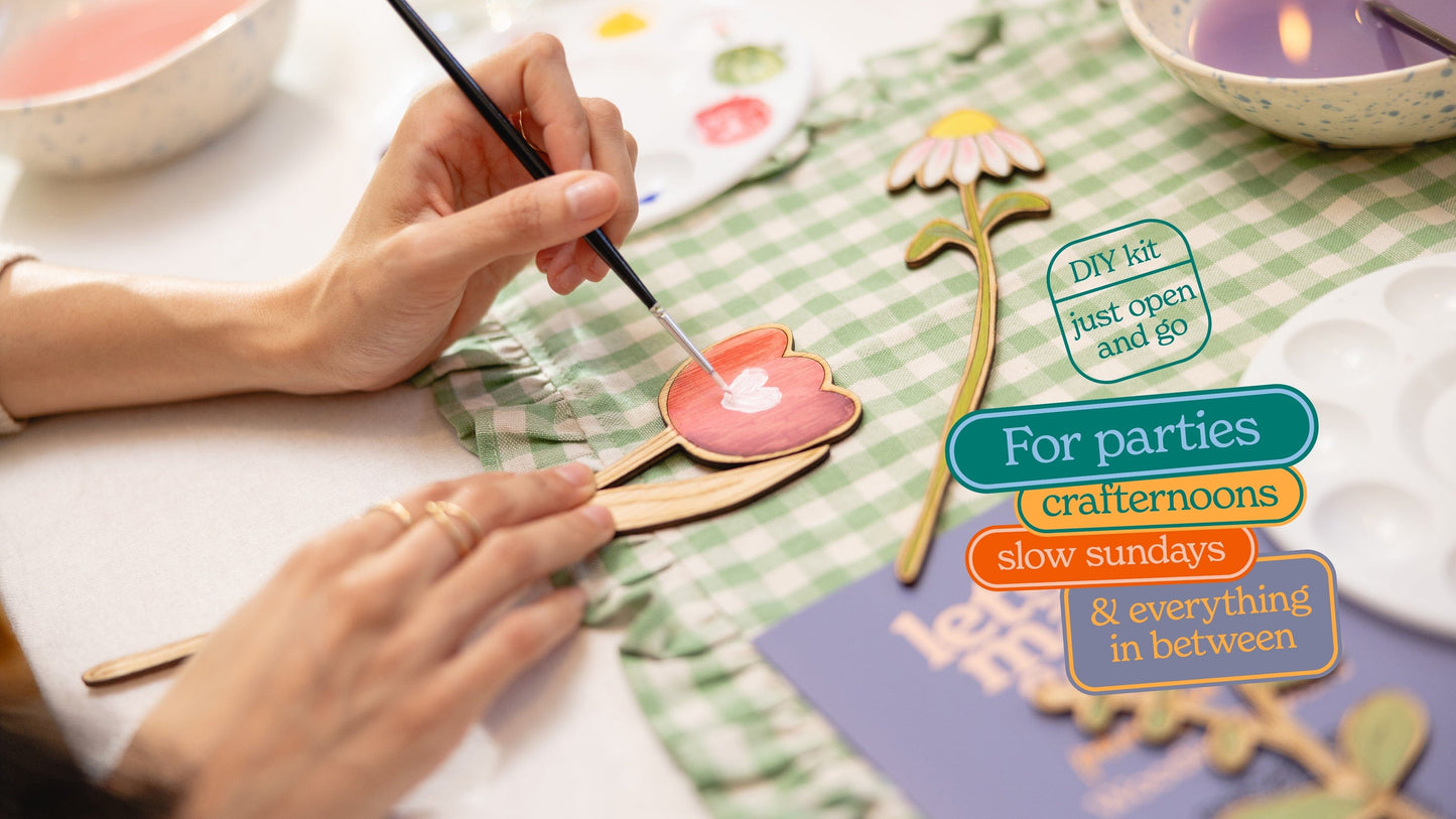 Let's Make & Do Paint Your Own Wooden Flowers Kit