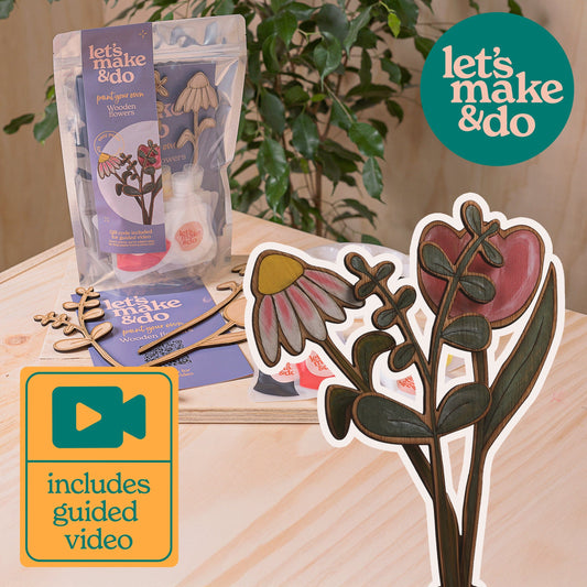 Let's Make & Do Paint Your Own Wooden Flowers Kit