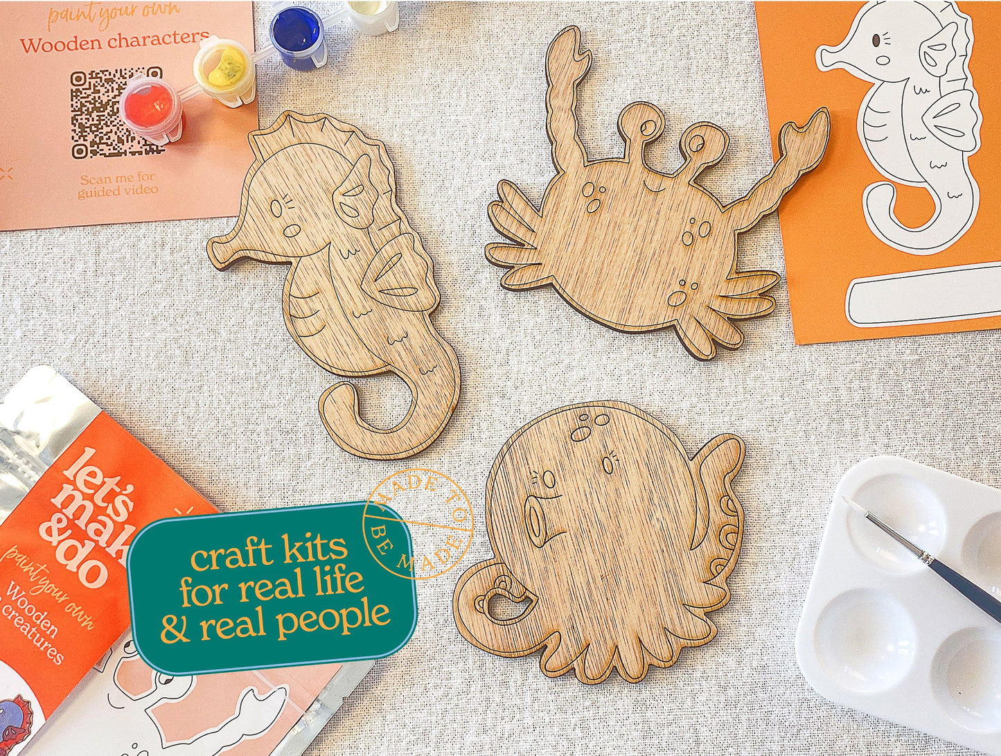 Let's Make & Do Paint Your Own Wooden Sea Creatures Kit