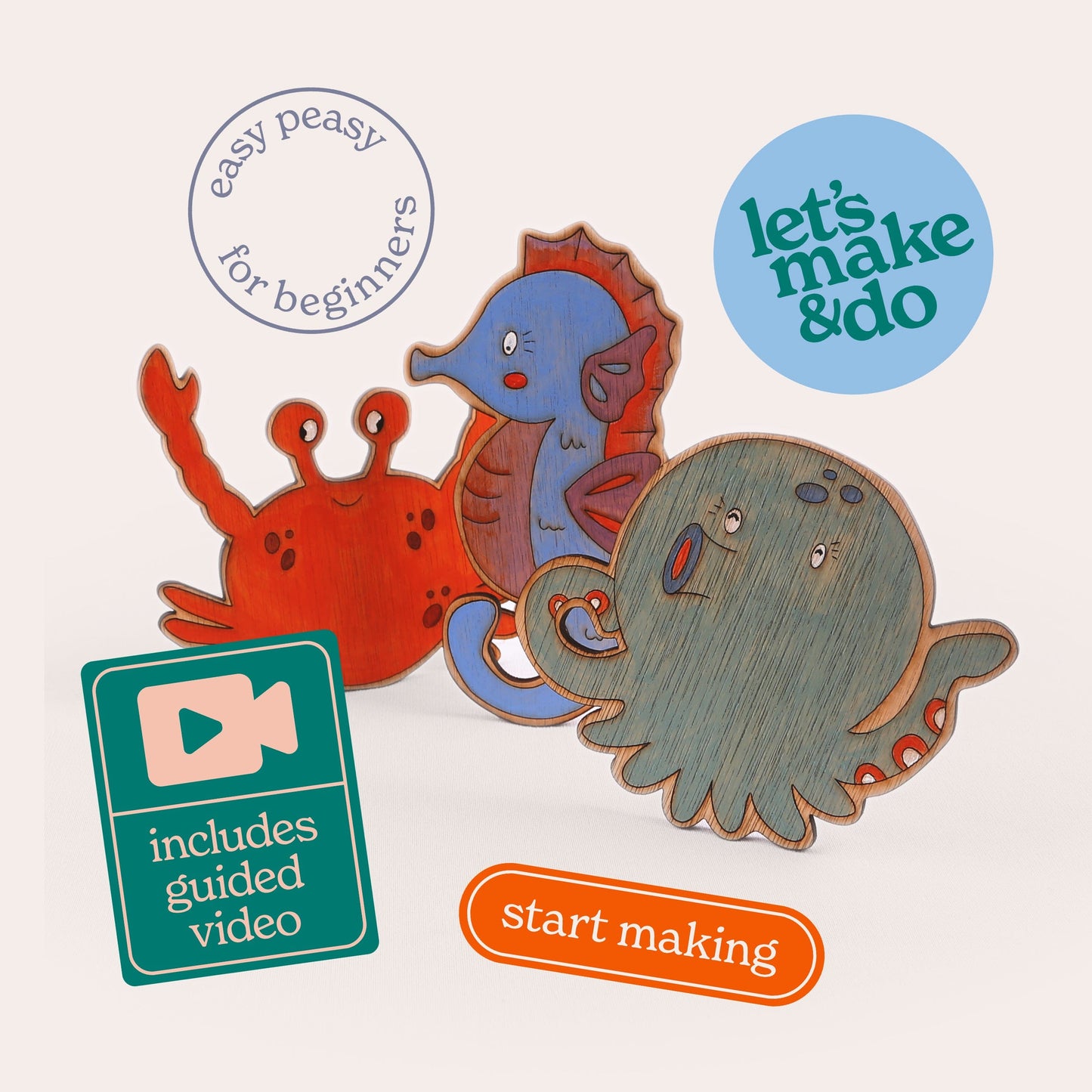 Let's Make & Do Paint Your Own Wooden Sea Creatures Kit