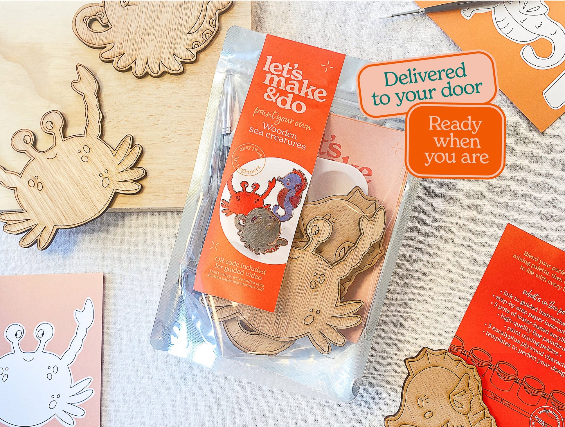Let's Make & Do Paint Your Own Wooden Sea Creatures Kit