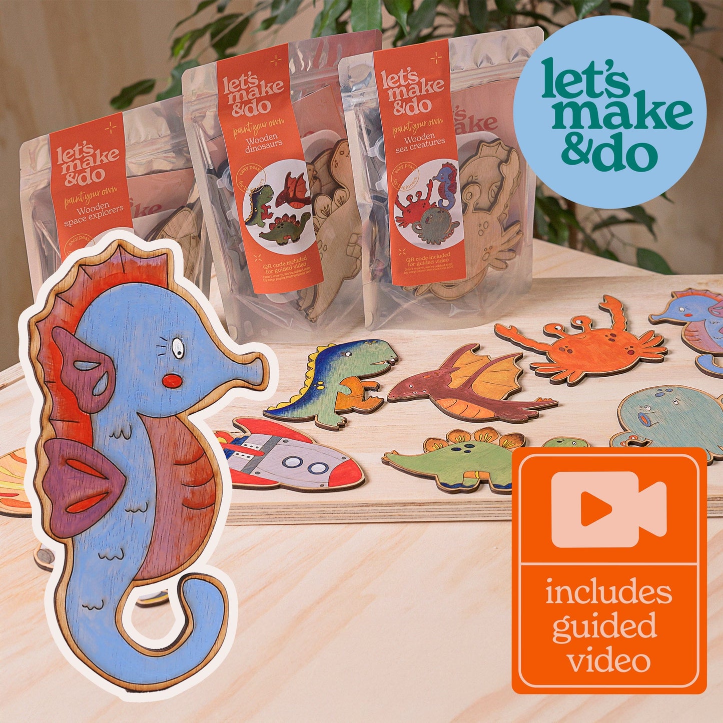 Let's Make & Do Paint Your Own Wooden Sea Creatures Kit