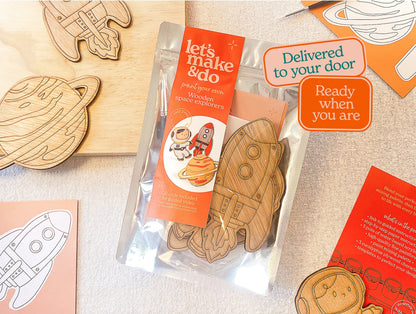 Let's Make & Do Paint Your Own Wooden Space Explorers Kit