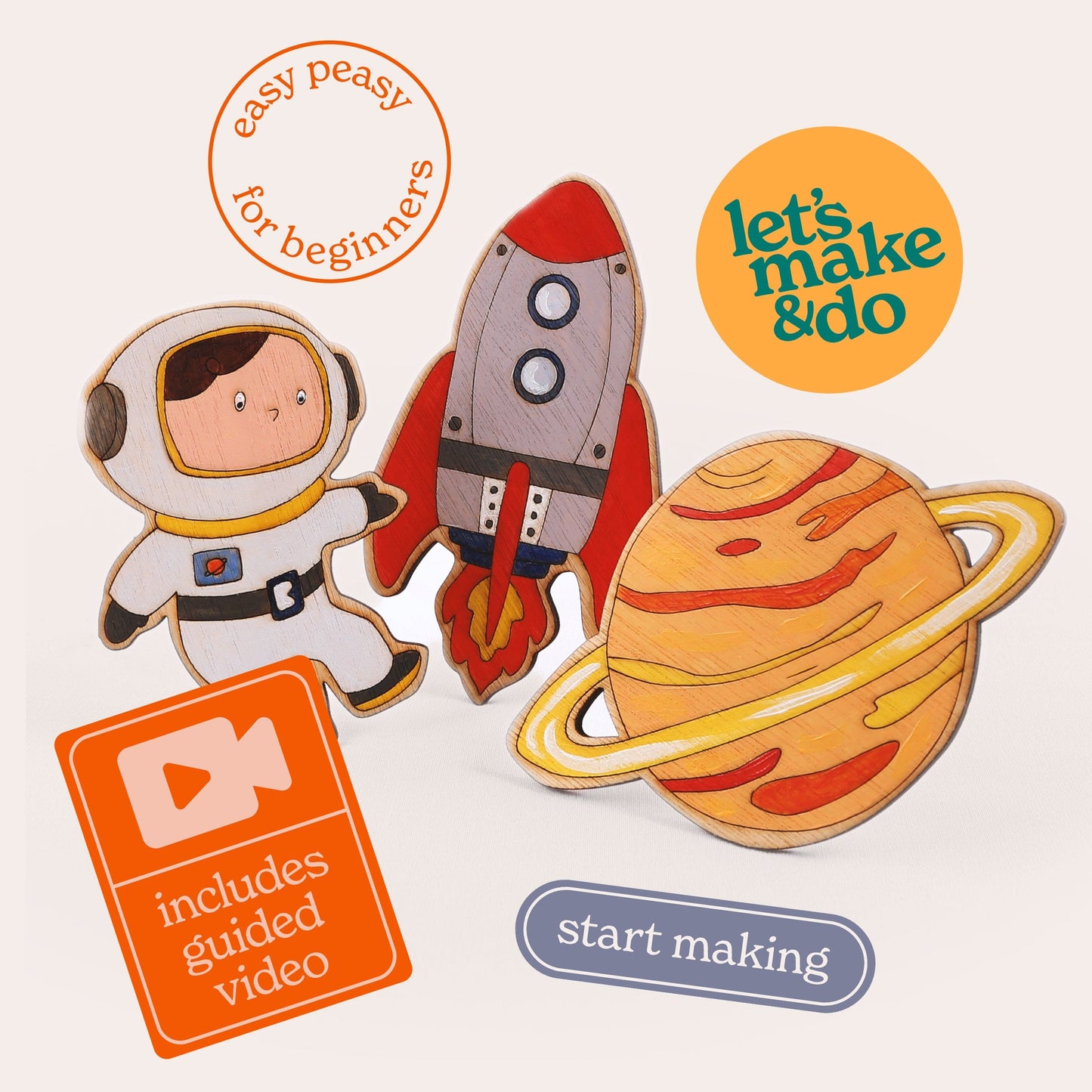 Let's Make & Do Paint Your Own Wooden Space Explorers Kit