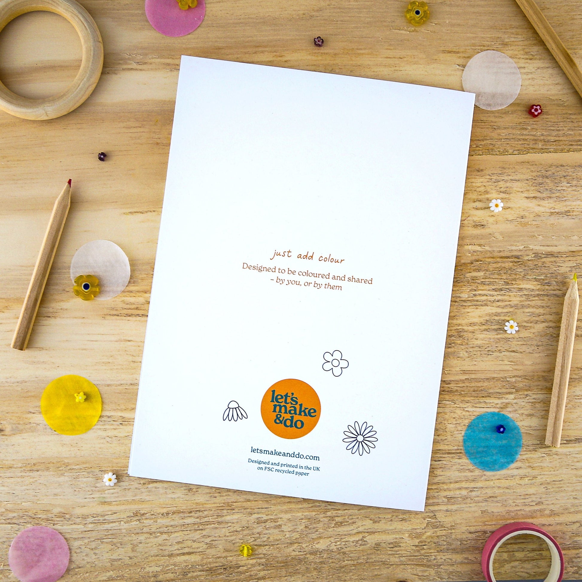 Let's Make & Do Thank You for Helping Me Grow – Just Add Colour Card